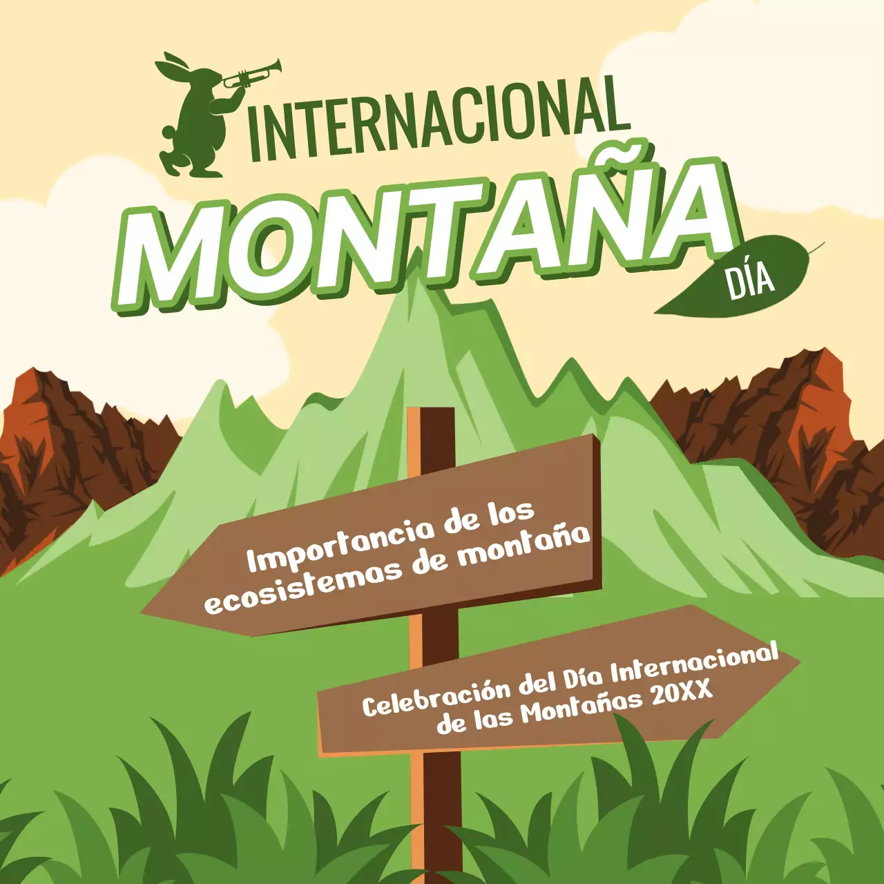 Verde y marrón Publicidad sencilla del Día Internacional de las Montañas