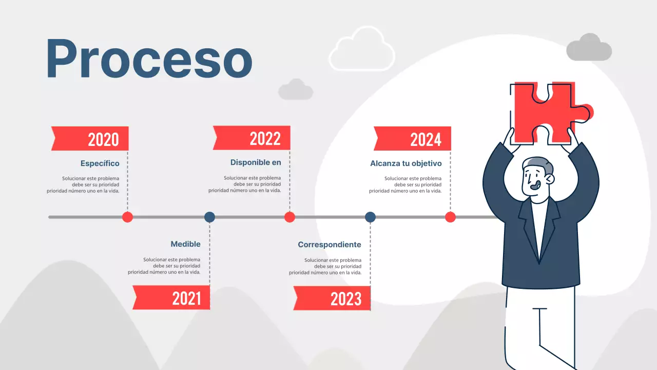 Propuesta de metas y objetivos simples en rojo y azul marino