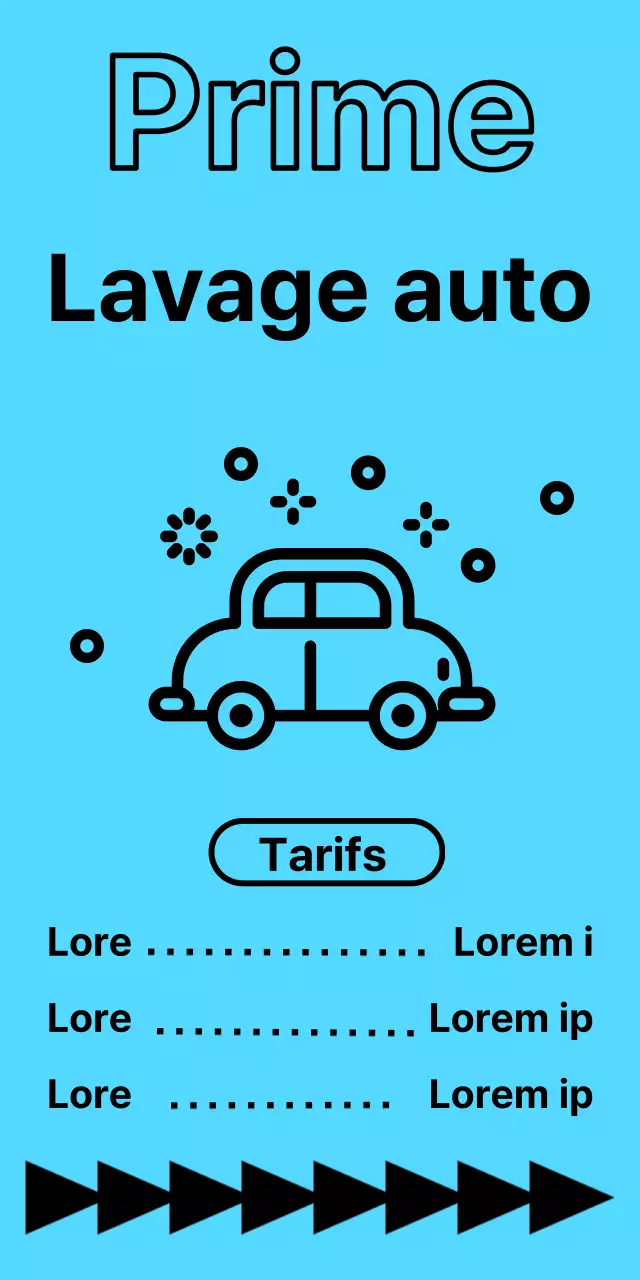 Emplacements et prix des stations de lavage en texte noir sur fond bleu