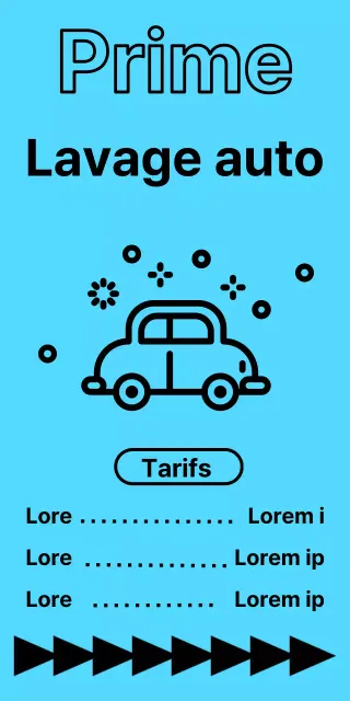 Emplacements et prix des stations de lavage en texte noir sur fond bleu