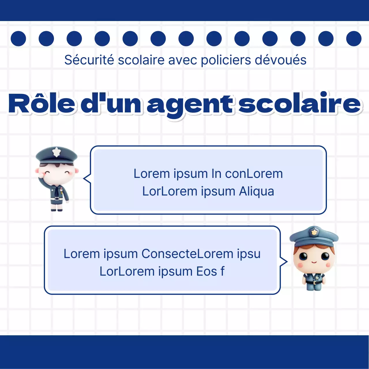 Une simple campagne "Our School Police Officers" (Nos policiers à l'école) en bleu marine et jaune