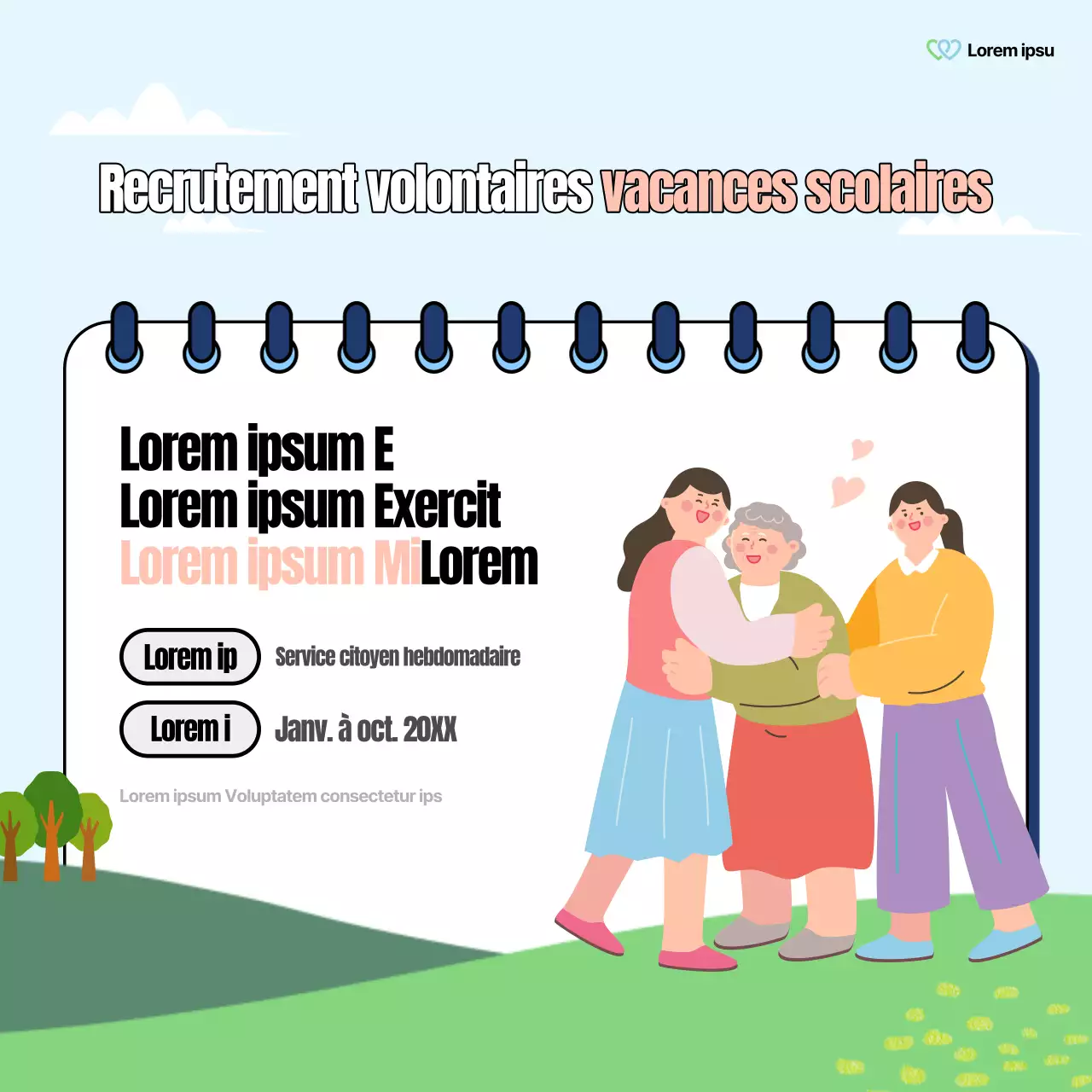 Un joli billet sur le bureau d'aide sociale en vert et arc-en-ciel