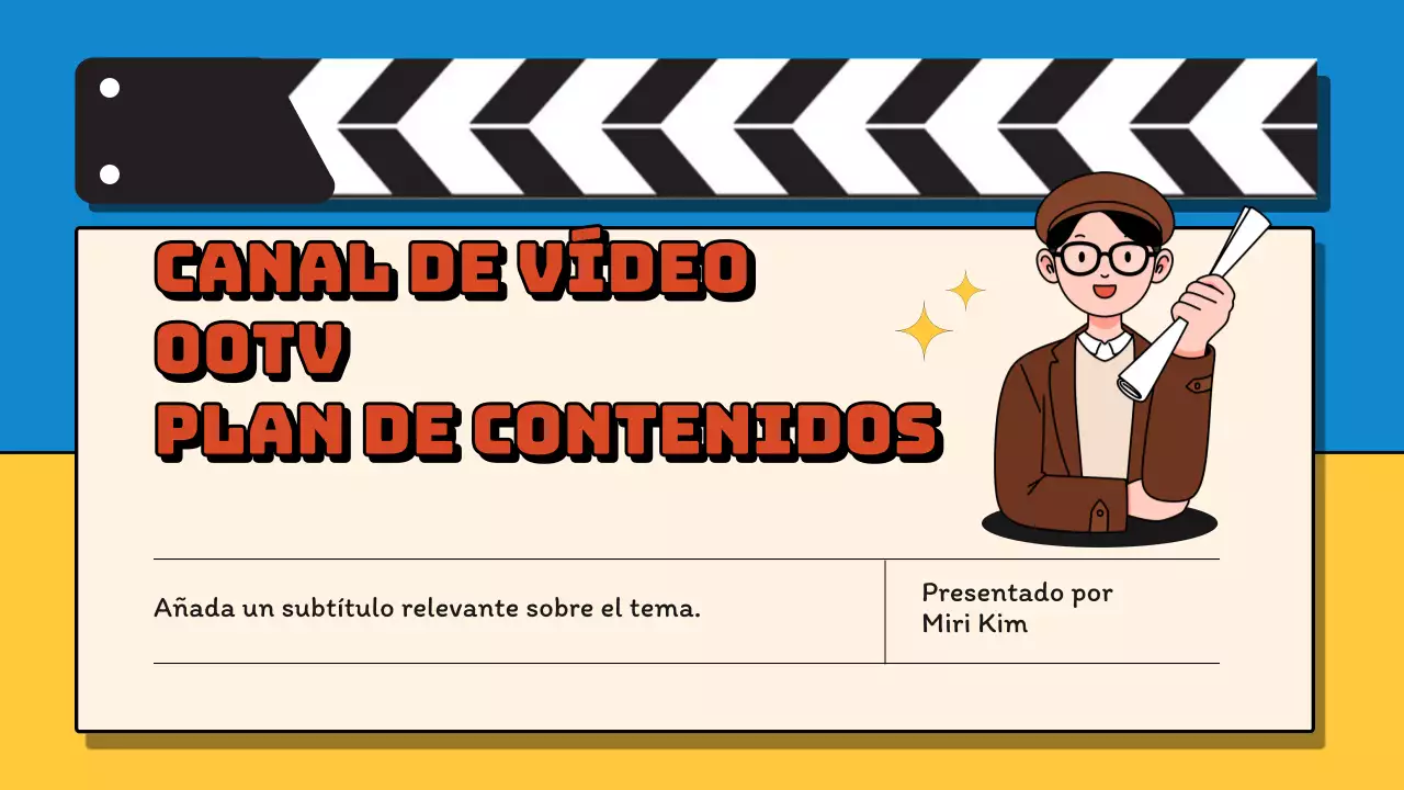 Propuesta de planificación del canal de vídeo retro azul y amarillo