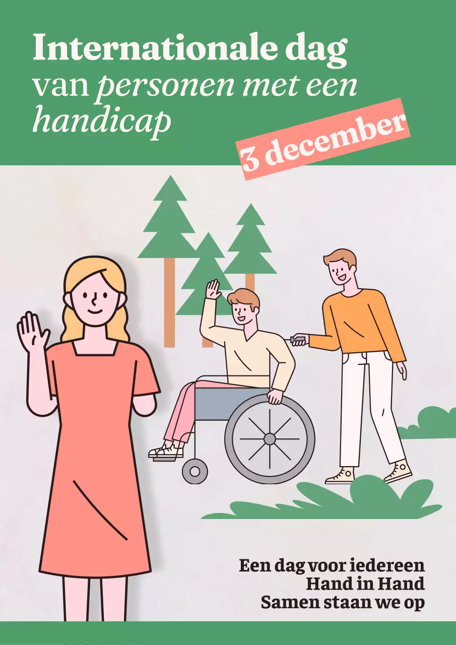 Groen en grijs eenvoudige publiciteit voor de Internationale Dag van personen met een handicap