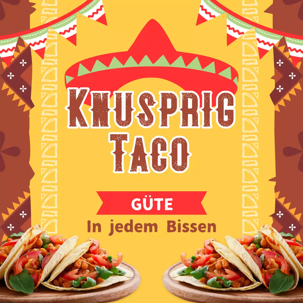 Braun und Gelb Trendy Taco Restaurant Anzeige
