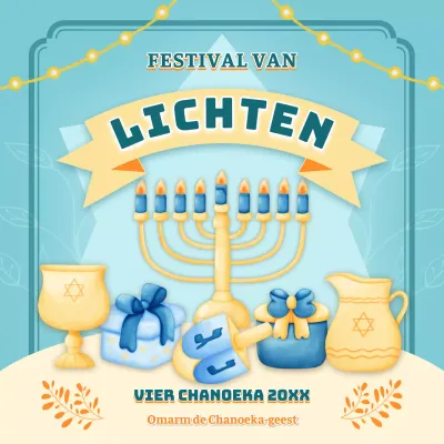 Hemelsblauwe en gele klassieke Hanukkah viering publiciteit