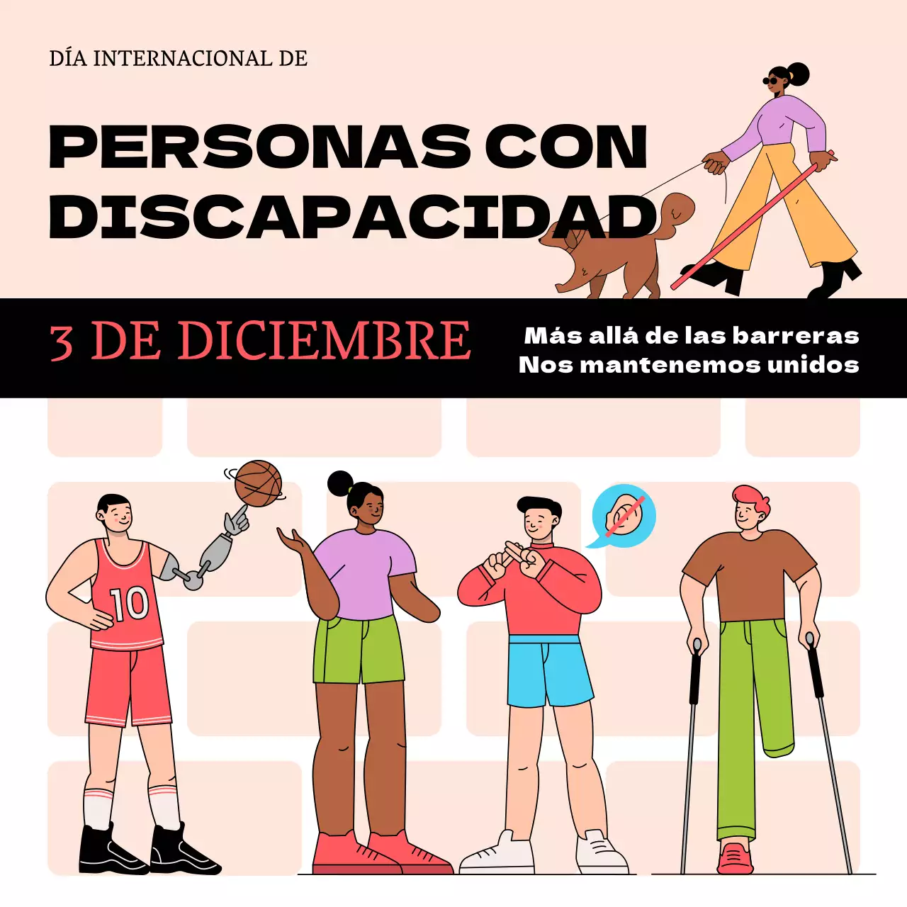 Publicidad de moda en beige y negro Día Internacional de las Personas con Discapacidad
