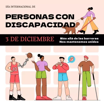 Publicidad de moda en beige y negro Día Internacional de las Personas con Discapacidad