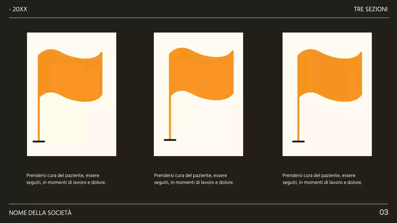 Proposta di obiettivi e finalità di tendenza in nero e arancione
