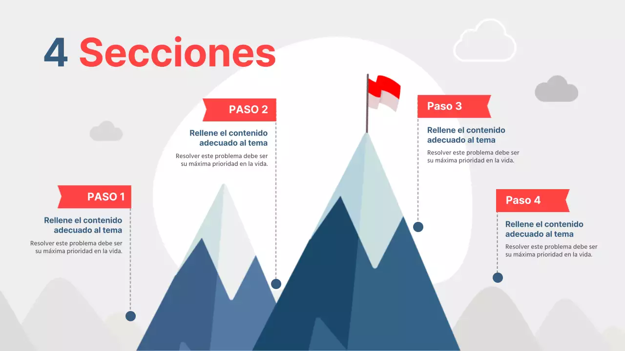 Propuesta de metas y objetivos simples en rojo y azul marino