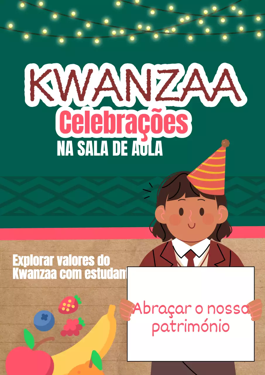 Anúncio da celebração tradicional do Kwanzaa em verde e castanho
