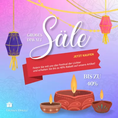 Lila und rosa elegante Diwali Sale Anzeige