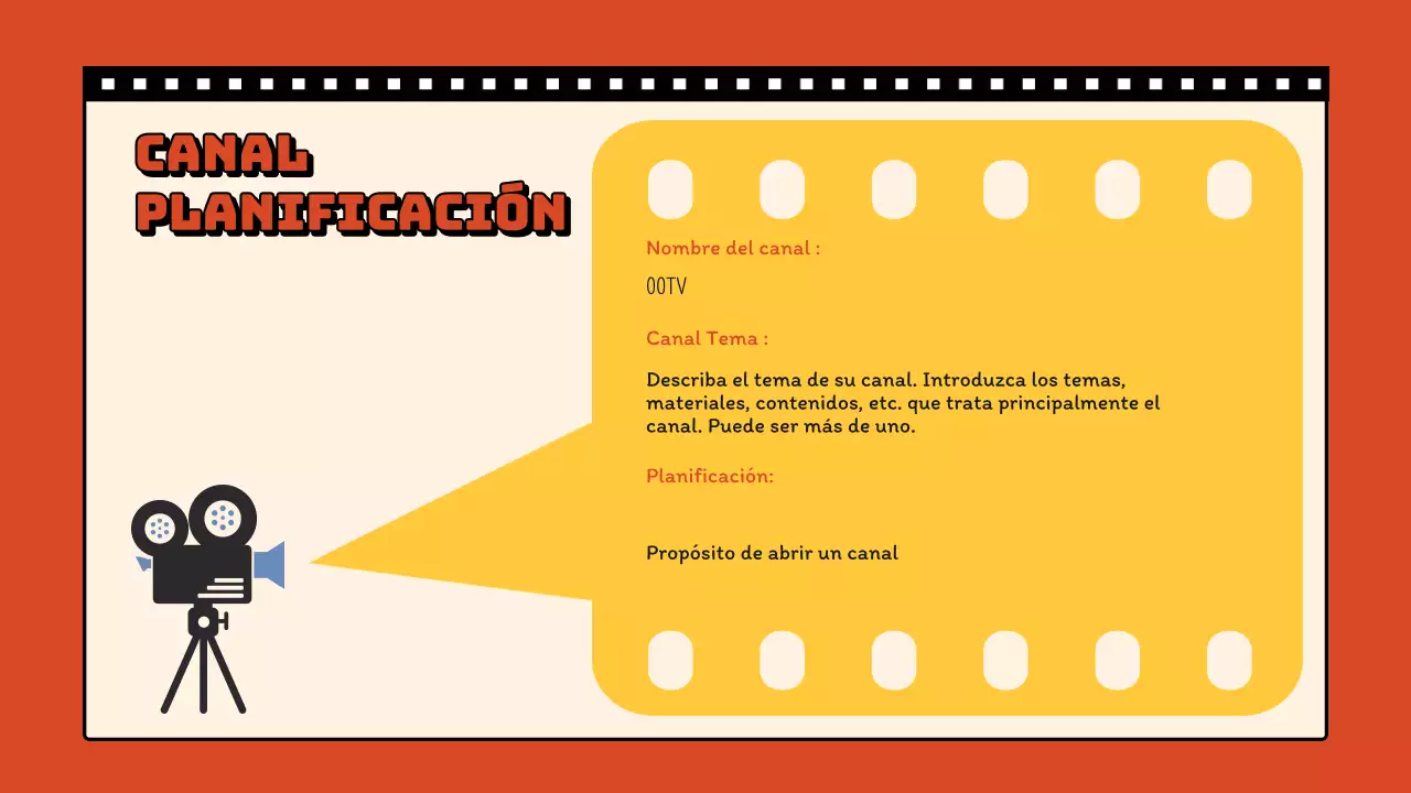 Propuesta de planificación del canal de vídeo retro azul y amarillo