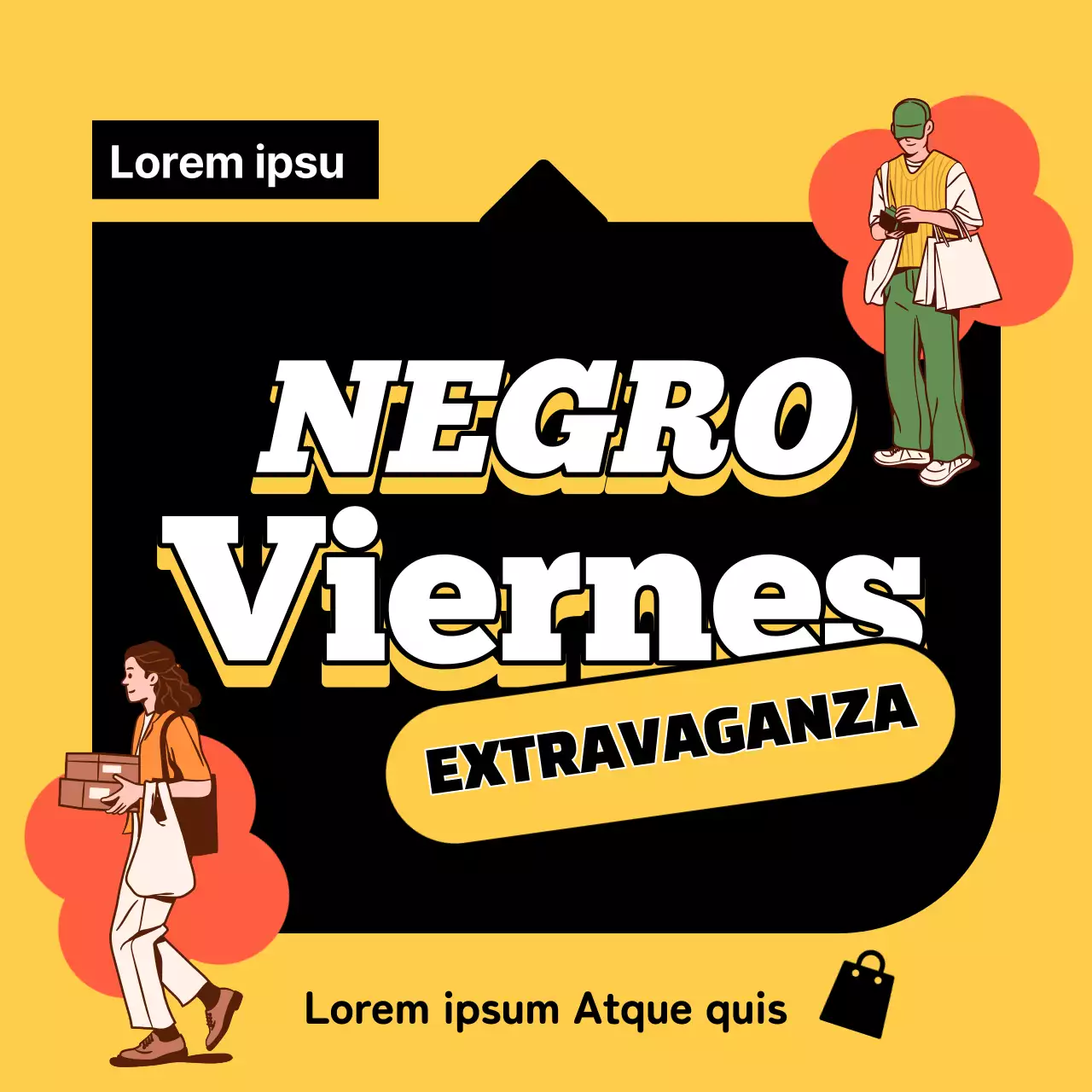 Anuncio de ofertas de Black Friday de moda en amarillo y negro