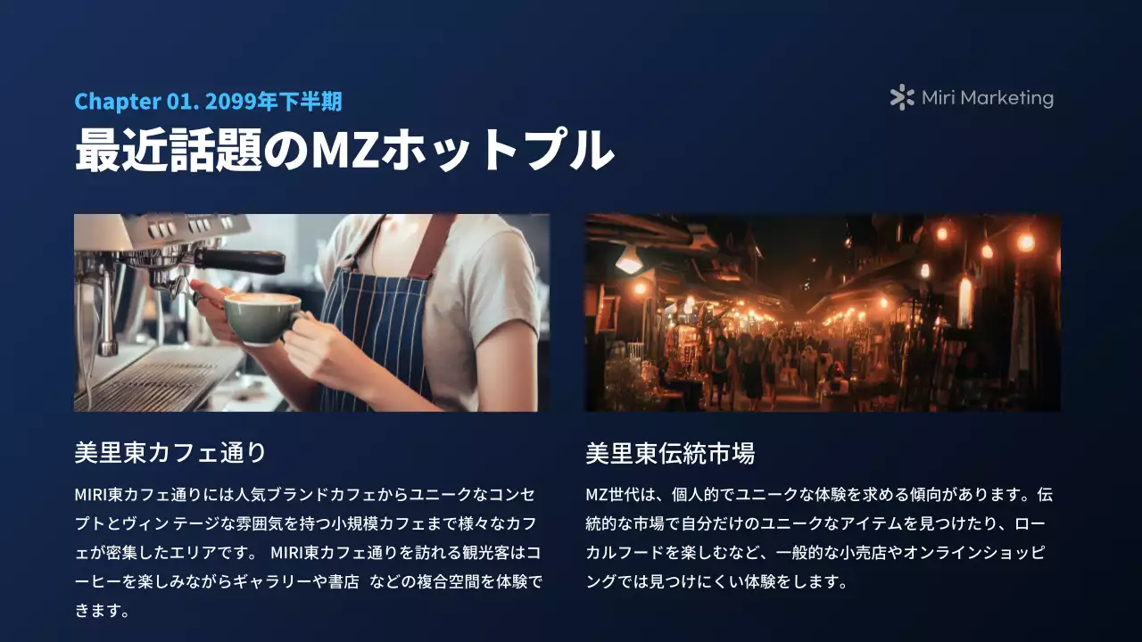 青 モダン マーケティング レポート プレゼンテーション