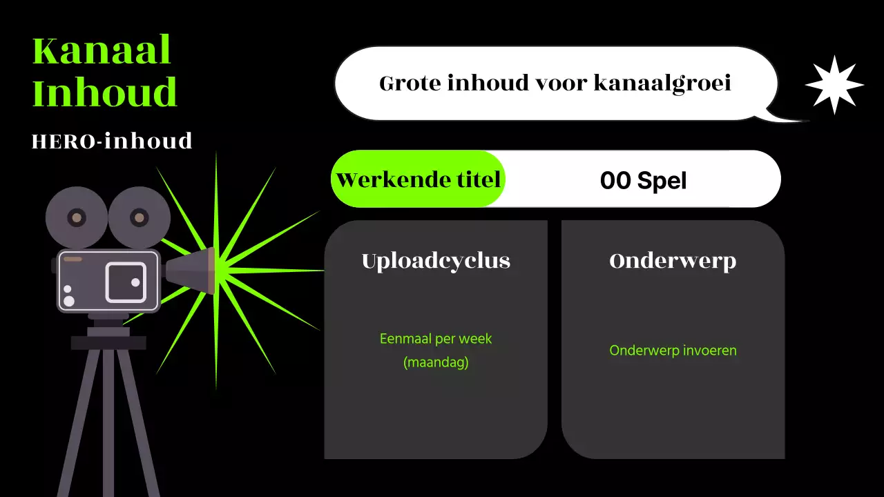 Black & Neon trendy Channel Content Plan voorstel
