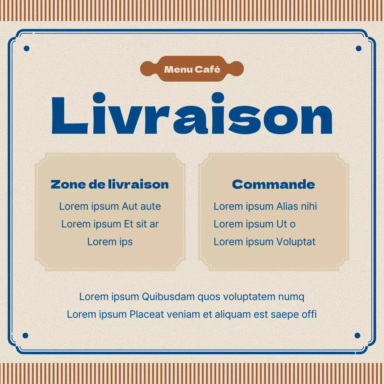 Annonce de café rétro en marron et bleu