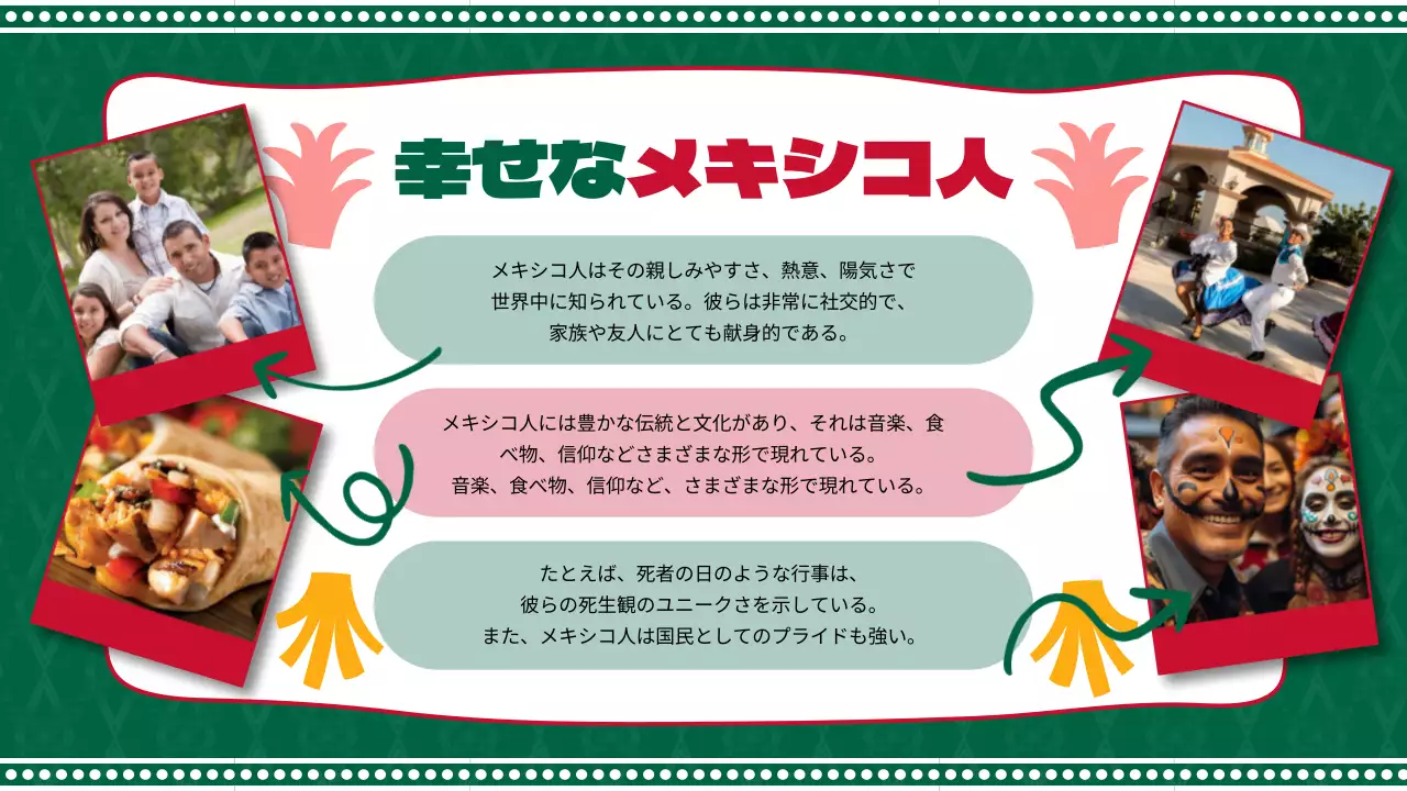 緑 カラフル 文化 パンフレット プレゼンテーション