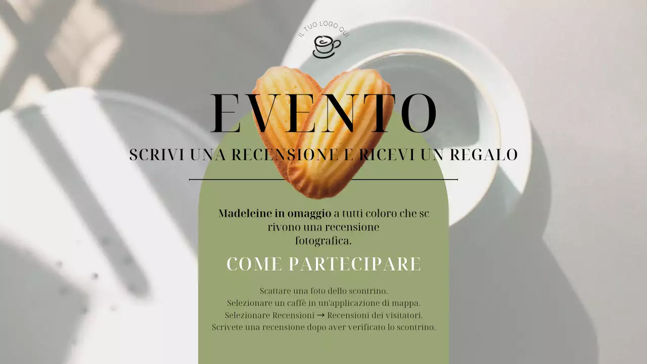 Planner pubblicitario verde e arancione per negozi eleganti