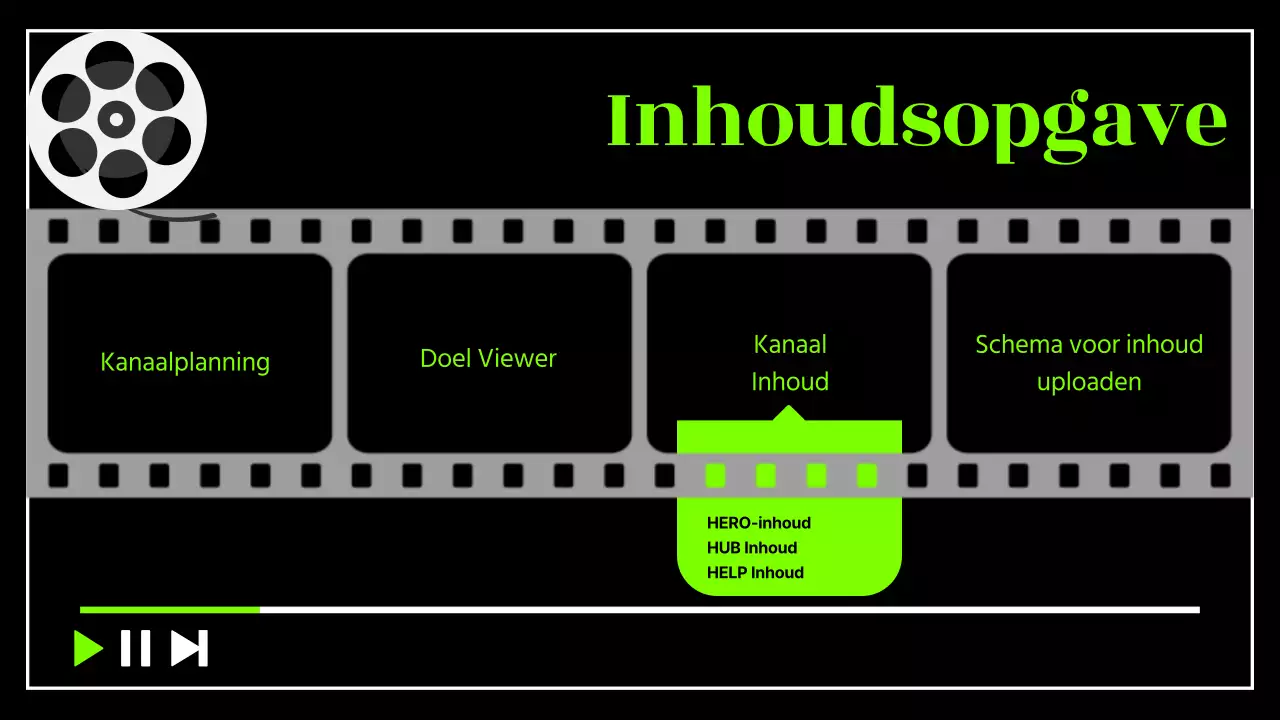 Black & Neon trendy Channel Content Plan voorstel