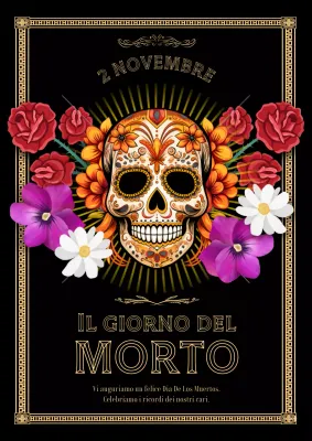 Pubblicità elegante del Giorno dei Morti in nero e oro