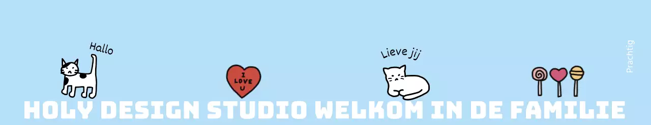 Design studio welkomstpakket met een handgetekende kat en een schattig concept