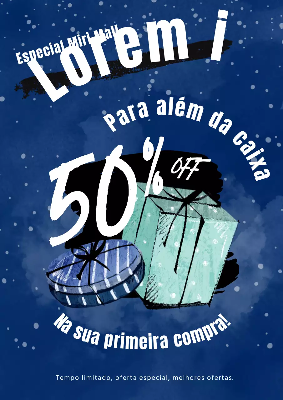 Publicidade do Boxing Day em azul-marinho e preto