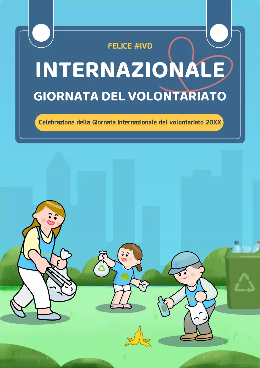 Pubblicità blu e verde di tendenza per la Giornata internazionale del volontariato