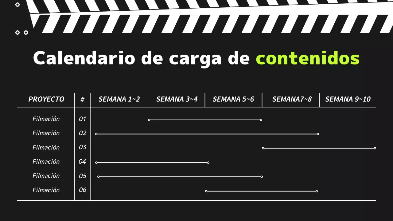 Plan de contenidos de un canal de vídeo sencillo en blanco y negro