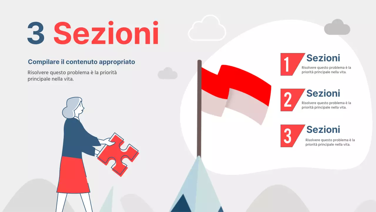 Proposta di obiettivi semplici in rosso e marina