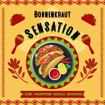 Gelbe und rote geometrische Taco-Restaurant-Werbung