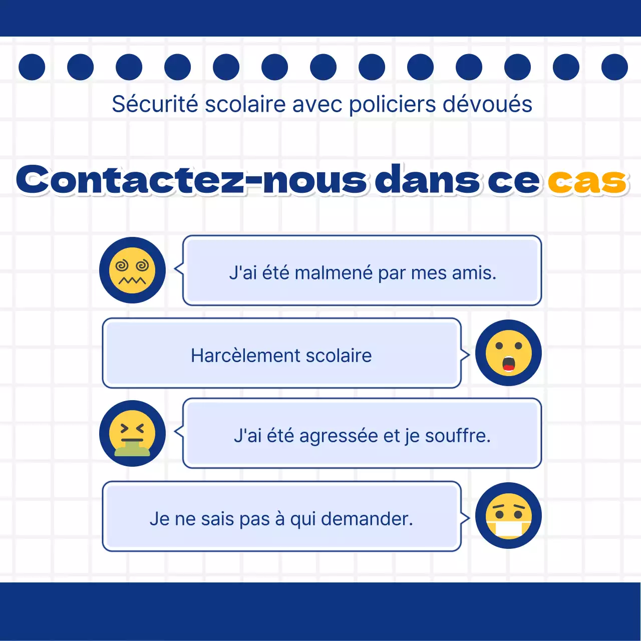 Une simple campagne "Our School Police Officers" (Nos policiers à l'école) en bleu marine et jaune