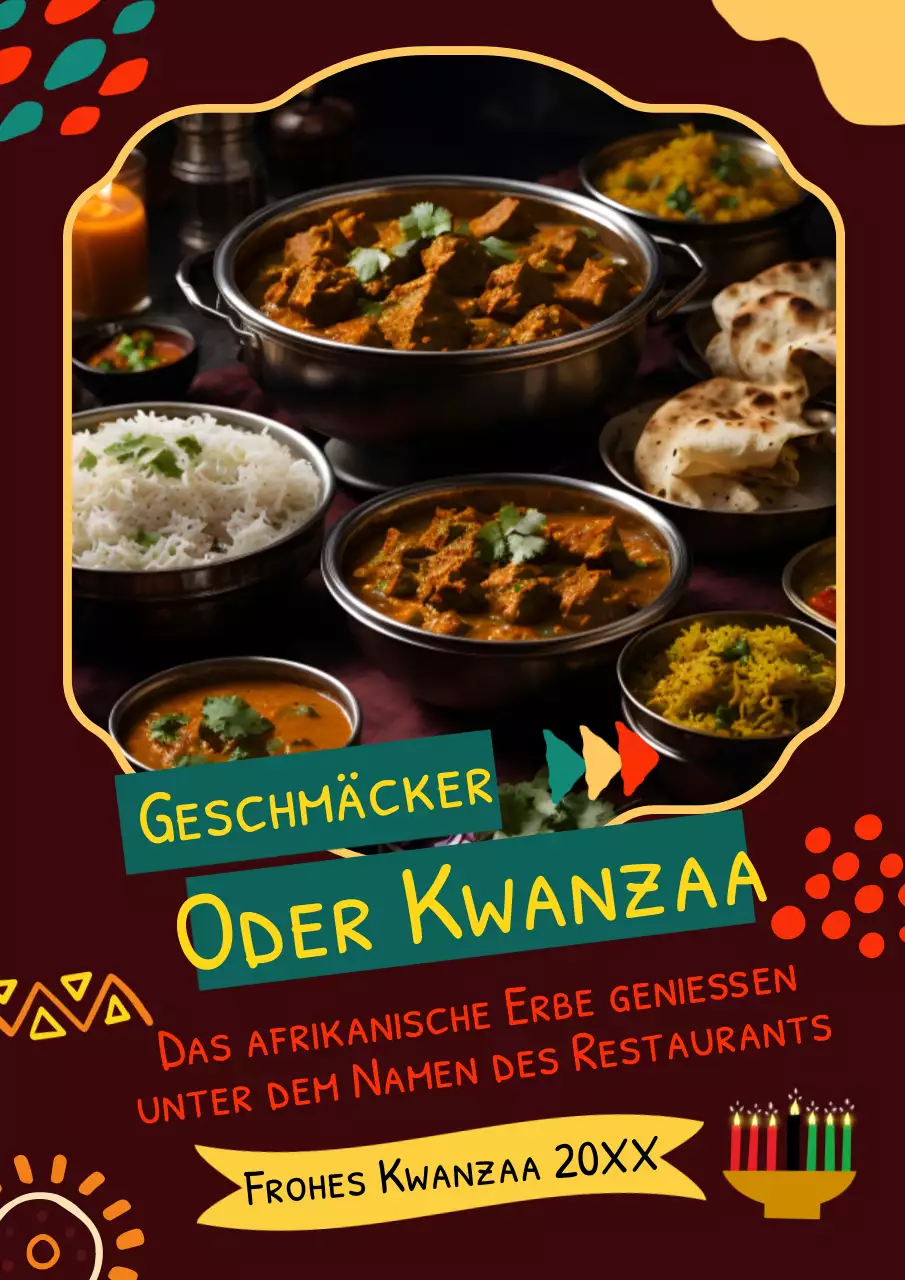 Rot und Gelb Traditionelle Kwanzaa-Feier Anzeige