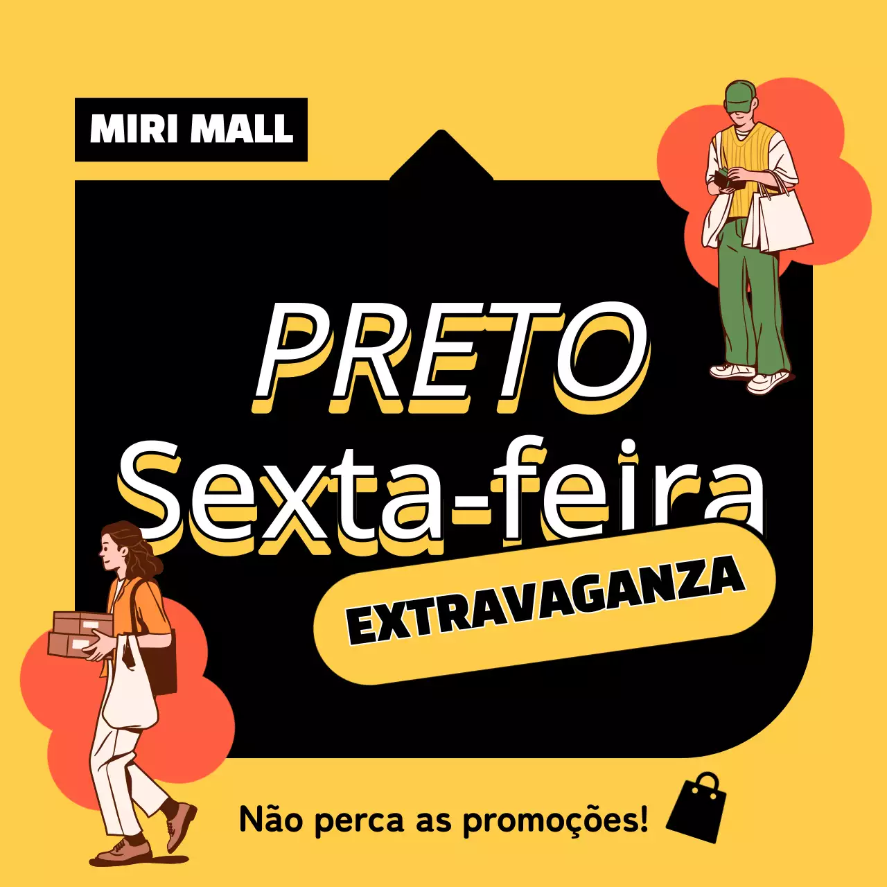 Anúncio de ofertas da Black Friday em amarelo e preto