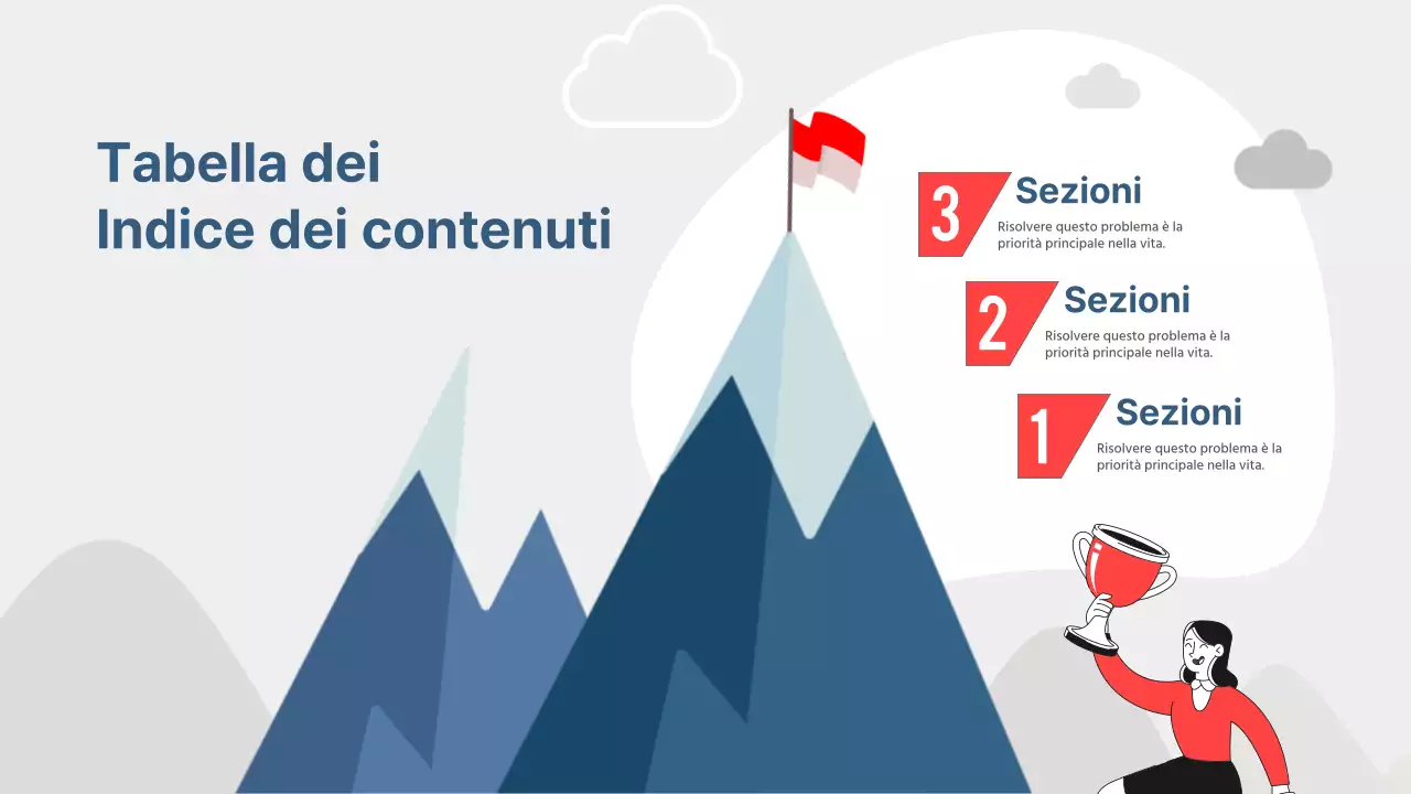 Proposta di obiettivi semplici in rosso e marina