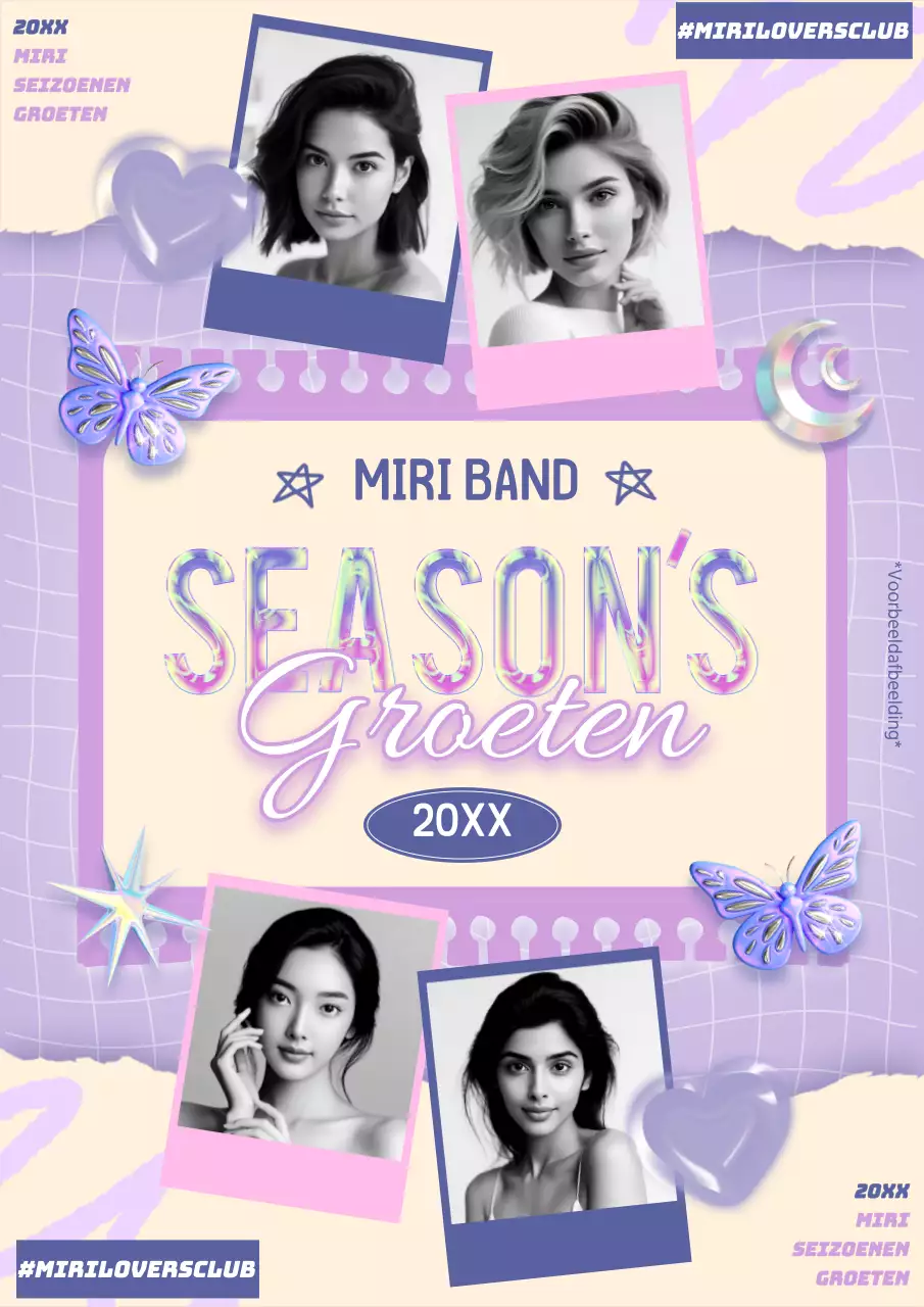 Lila en Roze Trendy Seizoensgroet advertentie