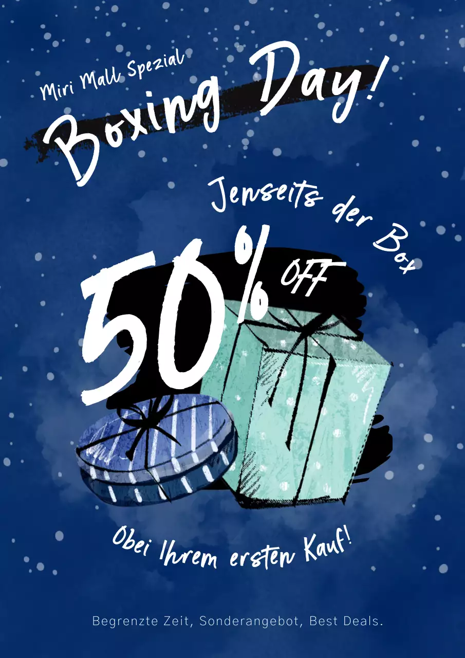 Navy und Schwarz Trendy Boxing Day Werbung