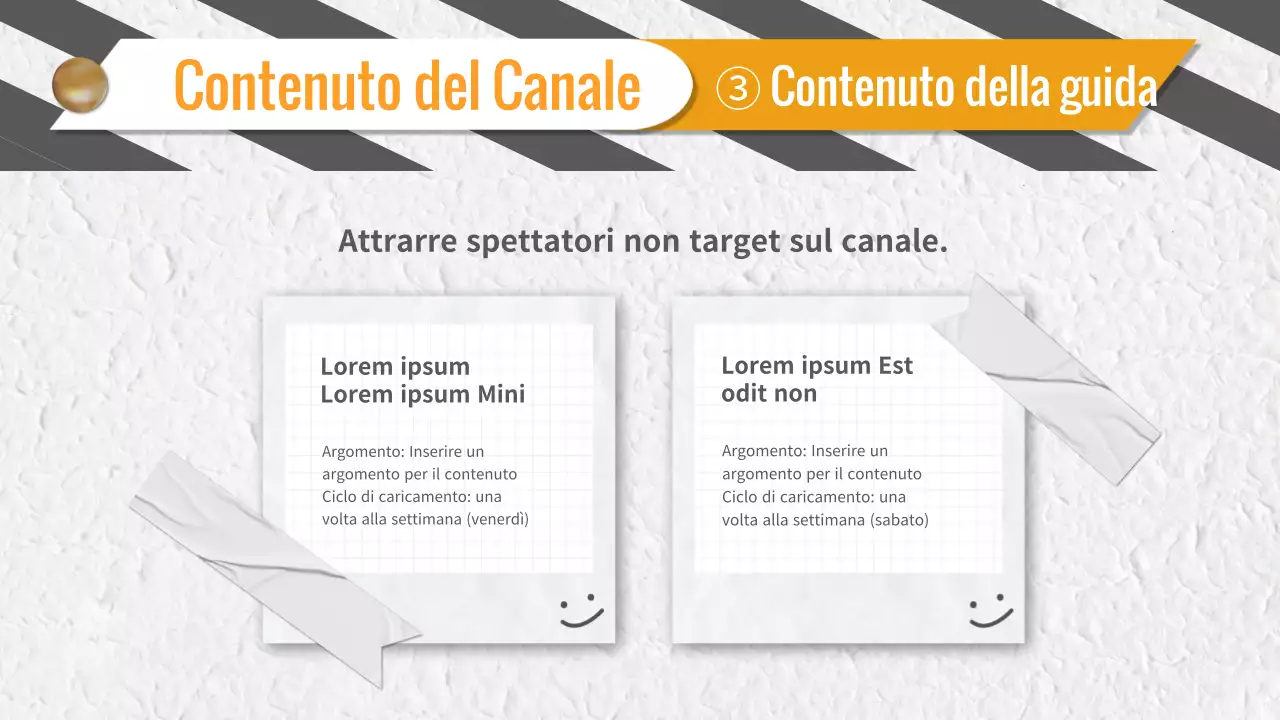 Pitch di pianificazione dei contenuti video di tendenza in grigio e giallo
