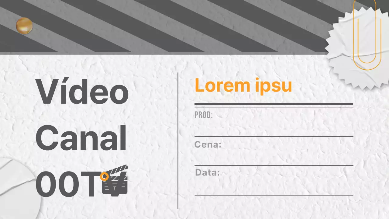 Proposta de planeamento de conteúdos de vídeo em tons de cinzento e amarelo