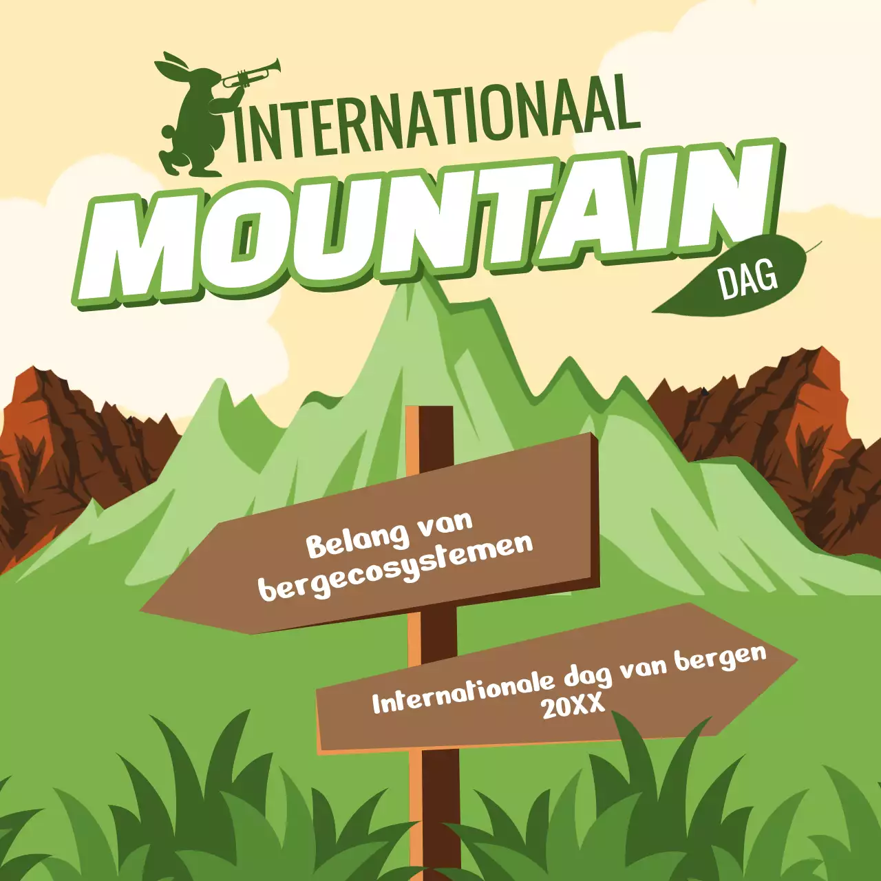 Groen en Bruin Eenvoudige Internationale Dag van de Berg publiciteit