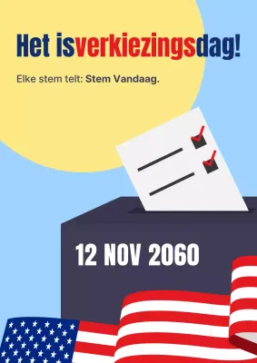 Hemelsblauwe en rode eenvoudige verkiezingsdagadvertentie