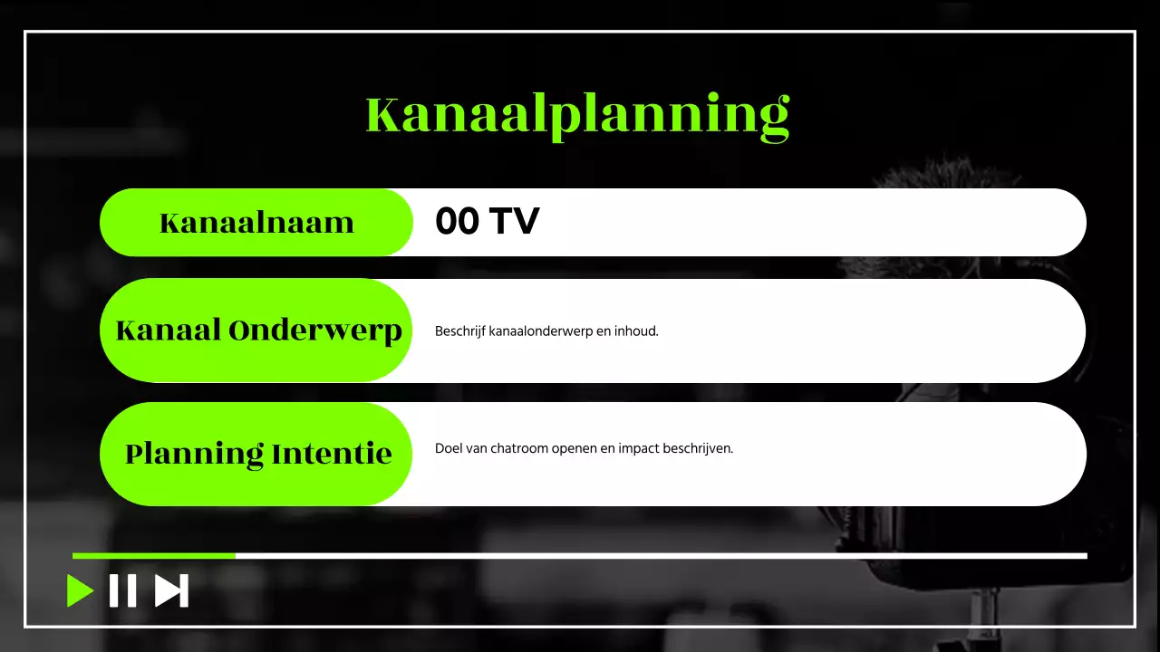 Black & Neon trendy Channel Content Plan voorstel