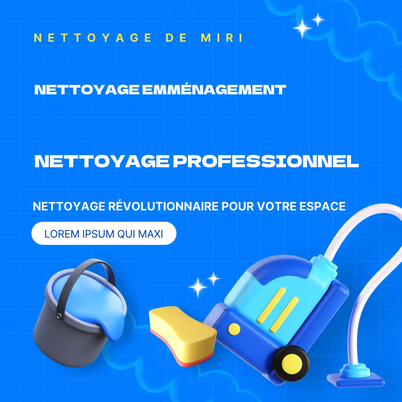 Publicité pour une agence de nettoyage sur fond bleu clair
