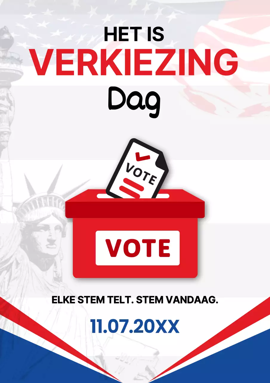 Wit en rood basisbericht voor verkiezingsdag