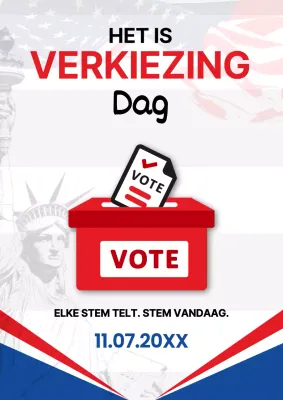 Wit en rood basisbericht voor verkiezingsdag
