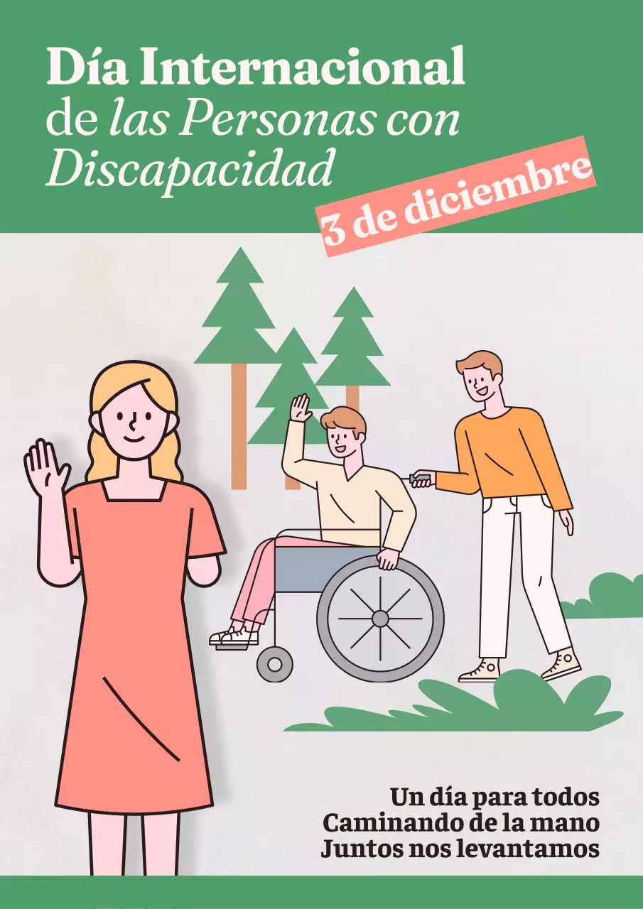 Verde y gris publicidad sencilla del Día Internacional de las Personas con Discapacidad