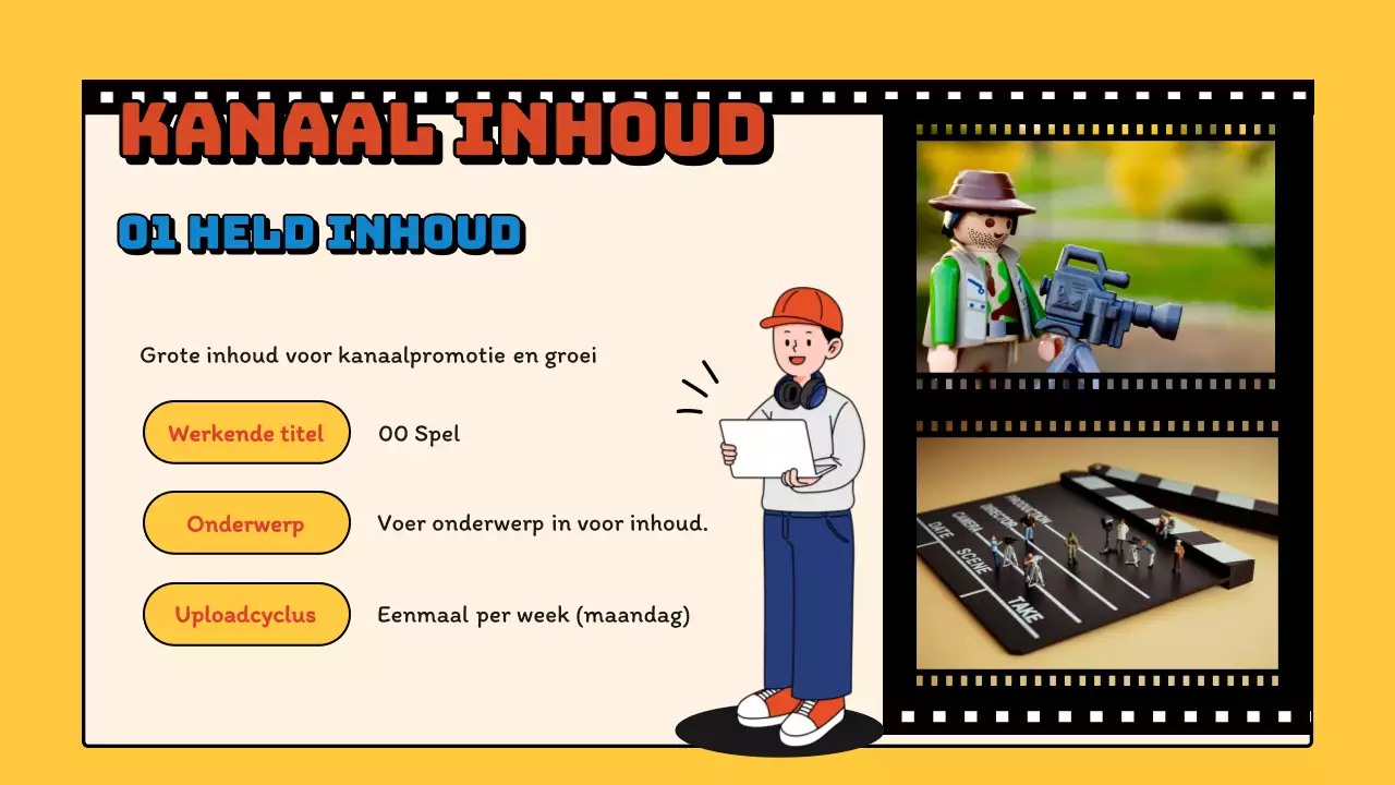Blauw en Geel Retro Video kanaal planningsvoorstel