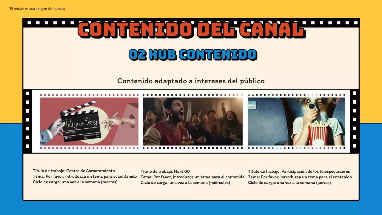 Propuesta de planificación del canal de vídeo retro azul y amarillo