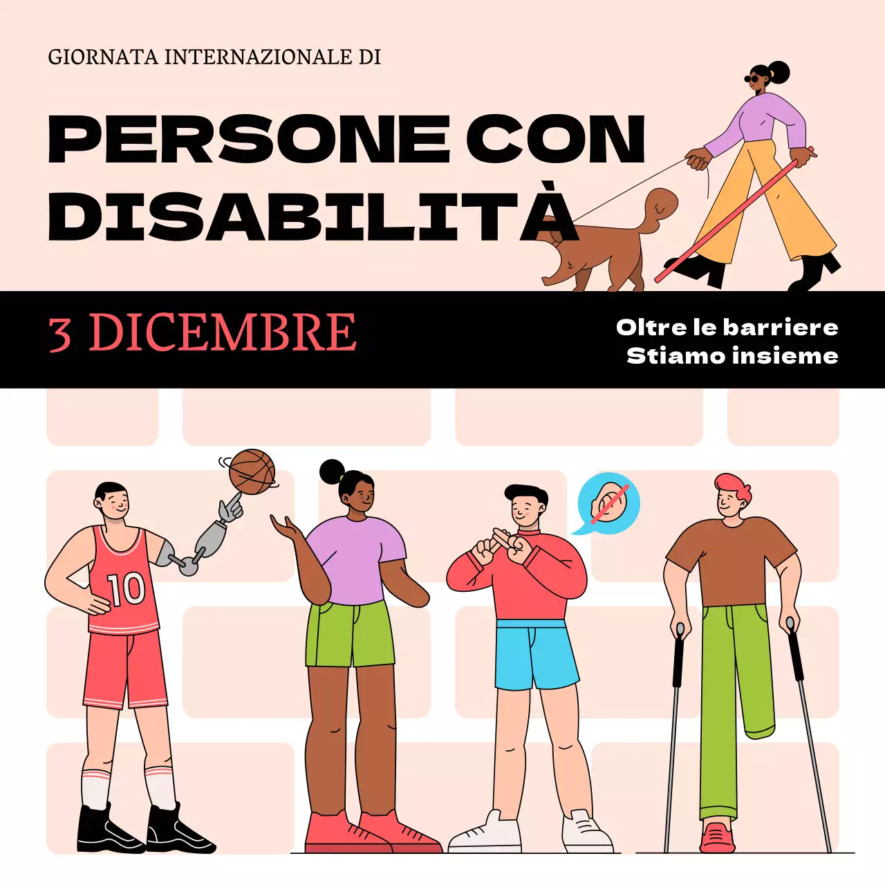 Beige and Black Trendy Giornata internazionale delle persone con disabilità pubblicità