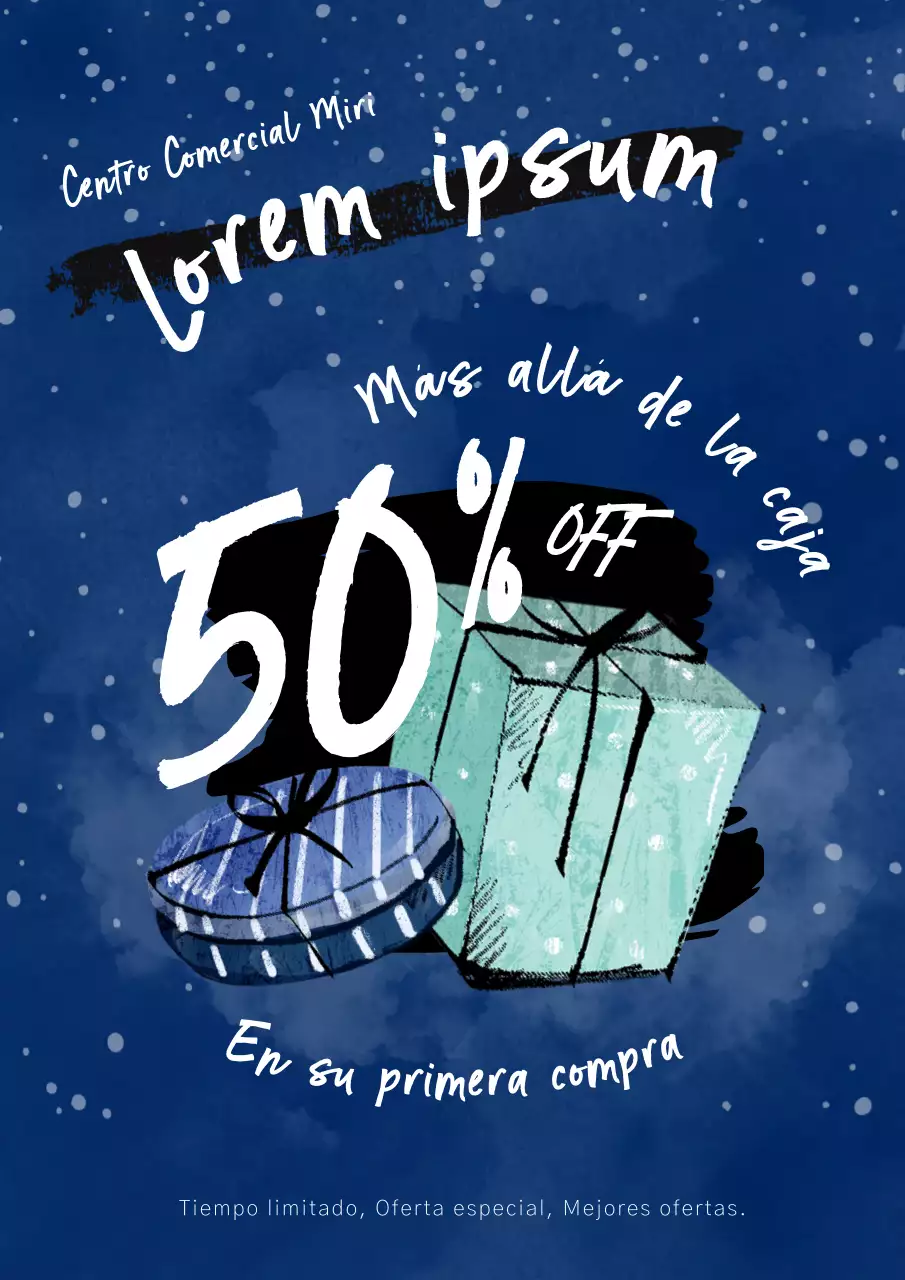 Publicidad de moda para el Boxing Day en azul marino y negro